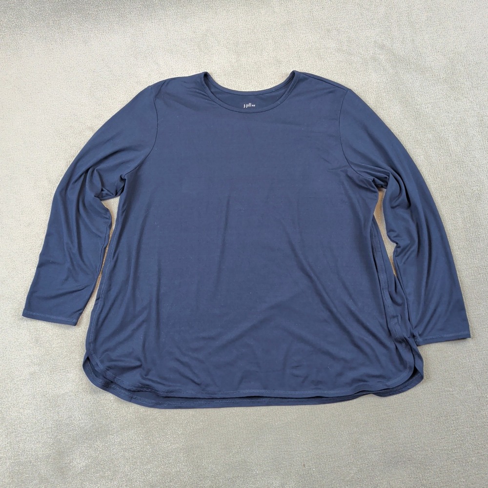 J. Jill Fit Performance Tee Women XL Navy Blue Long Sleeve Activewear Top